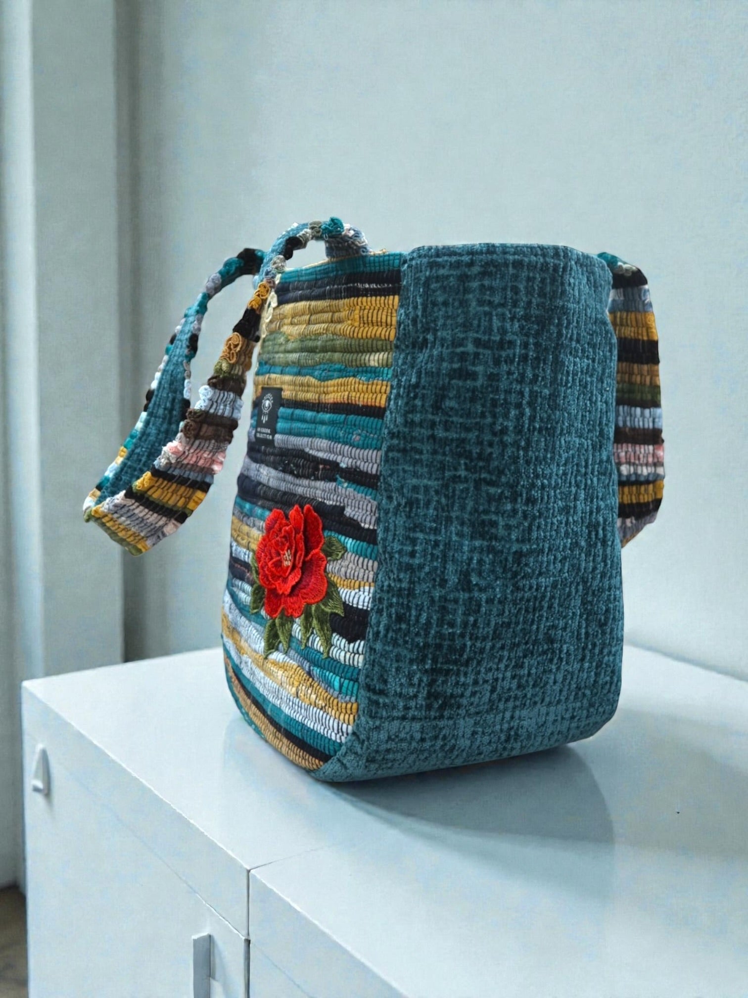 Everyday and Beach Tote Bag / Greek Kourelou Bag: Boho Mediterranean Style Cotton Shoulder Bag