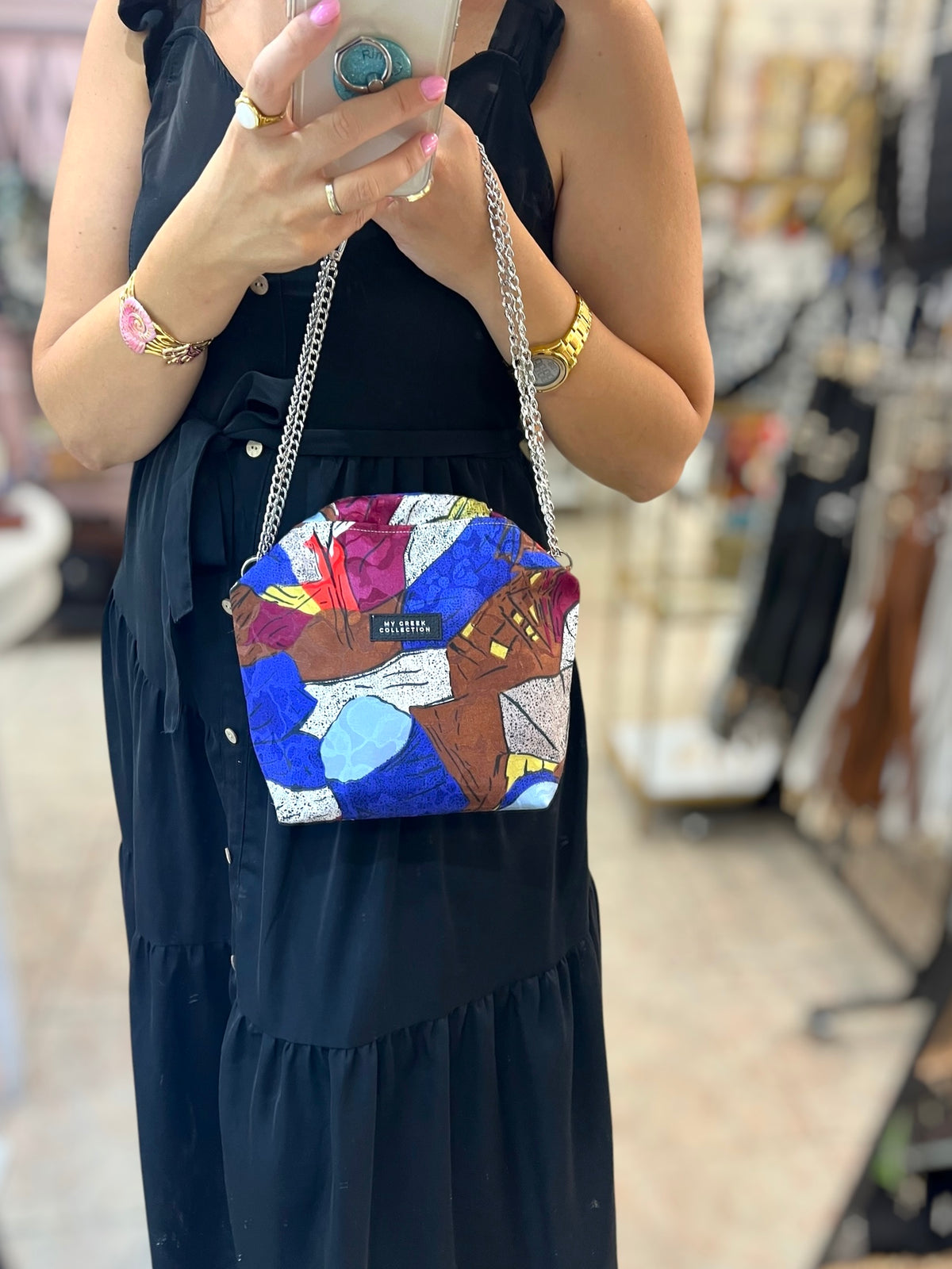 Abstract Multicolor Small frame bag