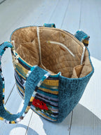 Everyday and Beach Tote Bag / Greek Kourelou Bag: Boho Mediterranean Style Cotton Shoulder Bag