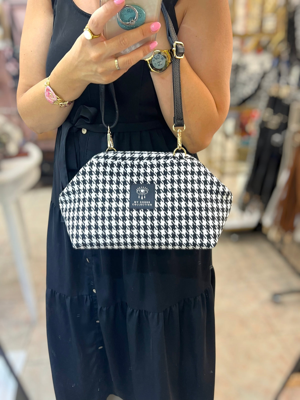 Classic Houndstooth Medium frame bag