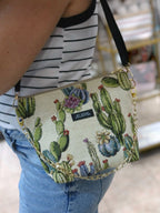 Olympia / White cactus small crossbody bag