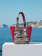 Everyday and Beach Tote Bag / Greek Kourelou Bag: Boho Mediterranean Style Cotton Shoulder Bag