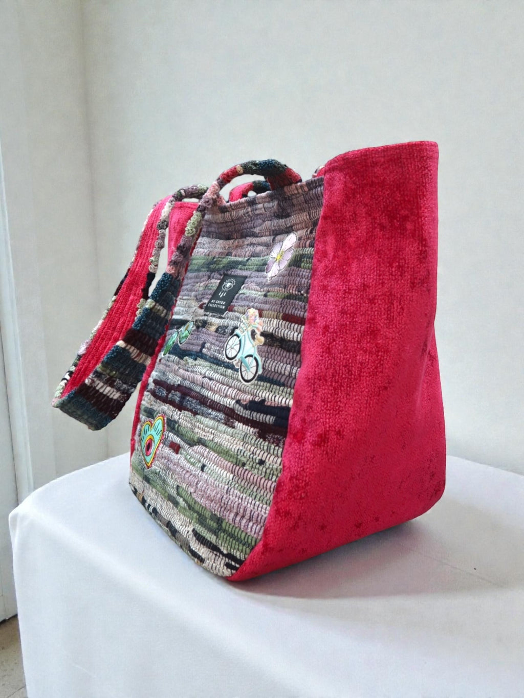 Everyday and Beach Tote Bag / Greek Kourelou Bag: Boho Mediterranean Style Cotton Shoulder Bag