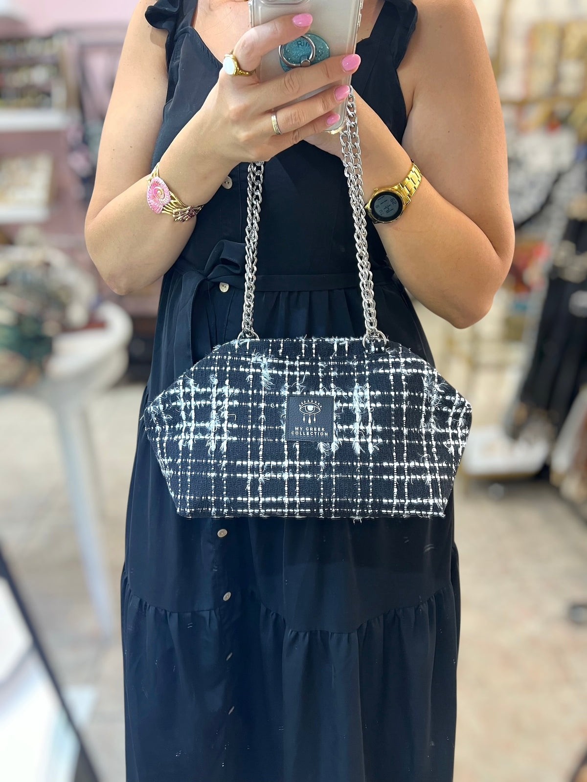 Black and White Medium frame bag