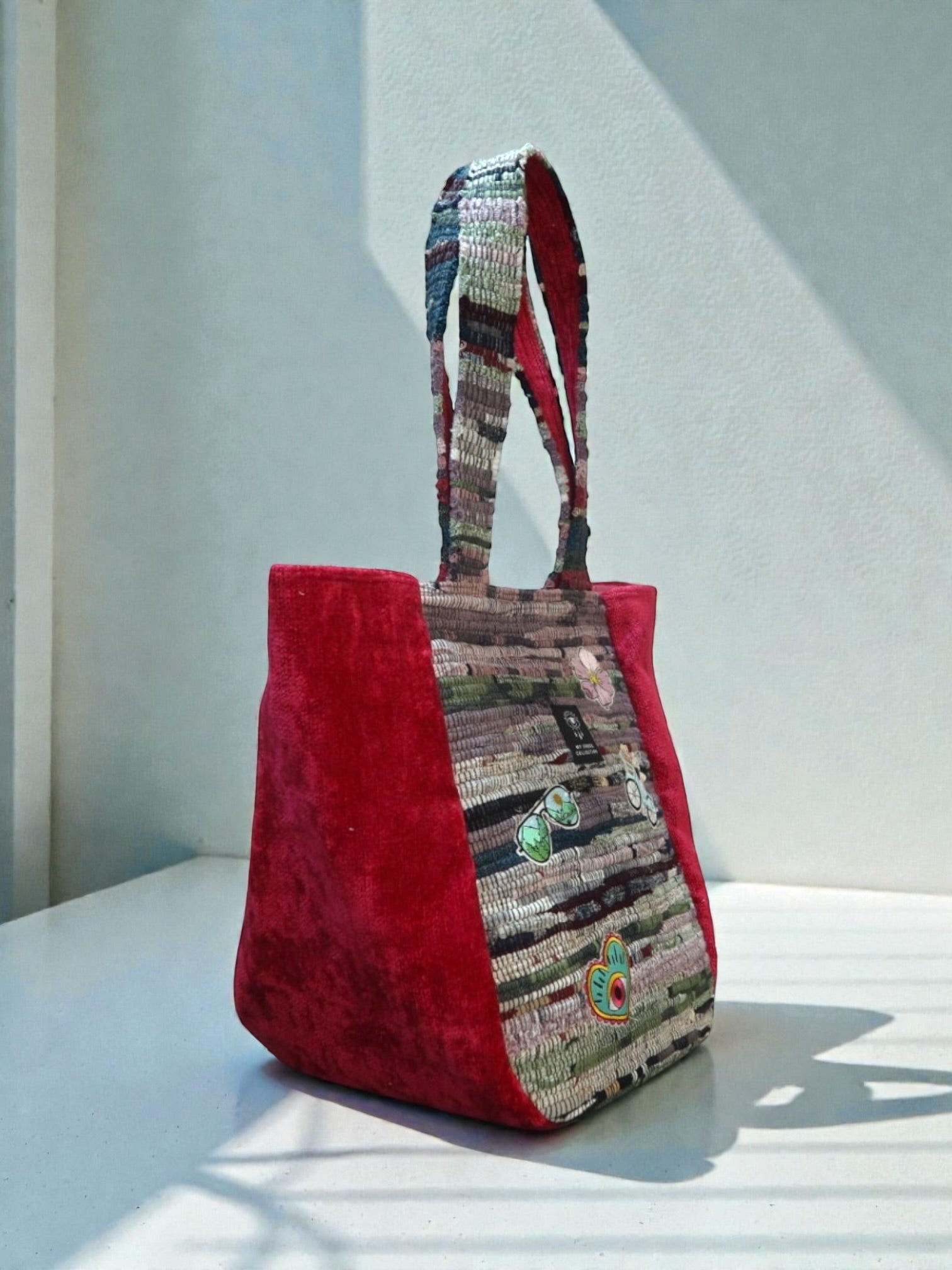 Everyday and Beach Tote Bag / Greek Kourelou Bag: Boho Mediterranean Style Cotton Shoulder Bag