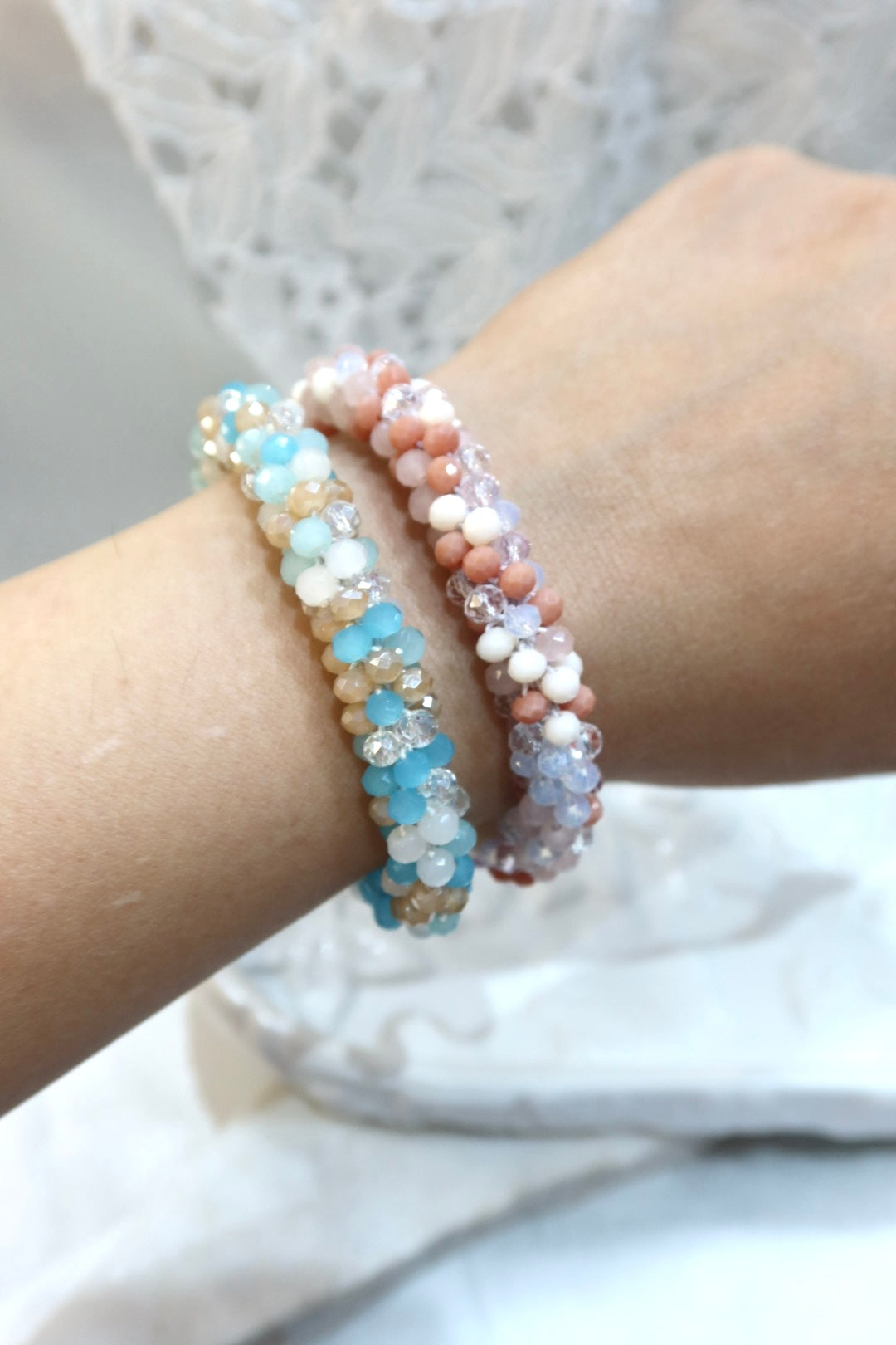 Βραχιόλι ατσάλι γαλάζιο με χάντρες