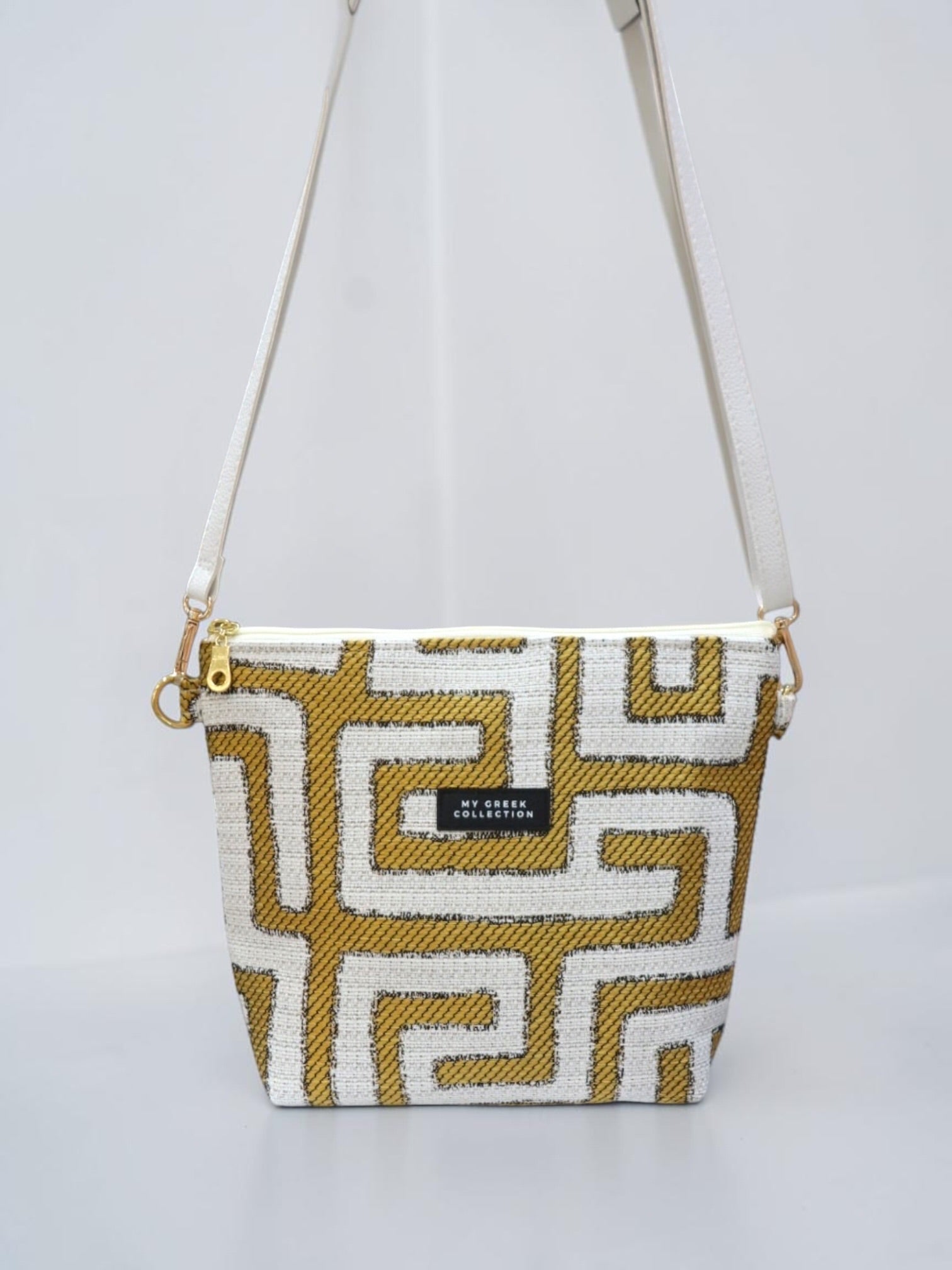 Olympia / Gold labyrinth small crossbody bag