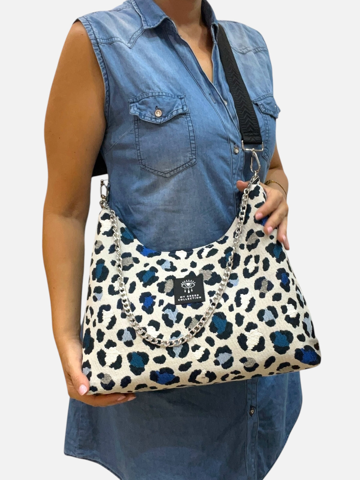 Hecate Large / Blue Leopard hobo bag