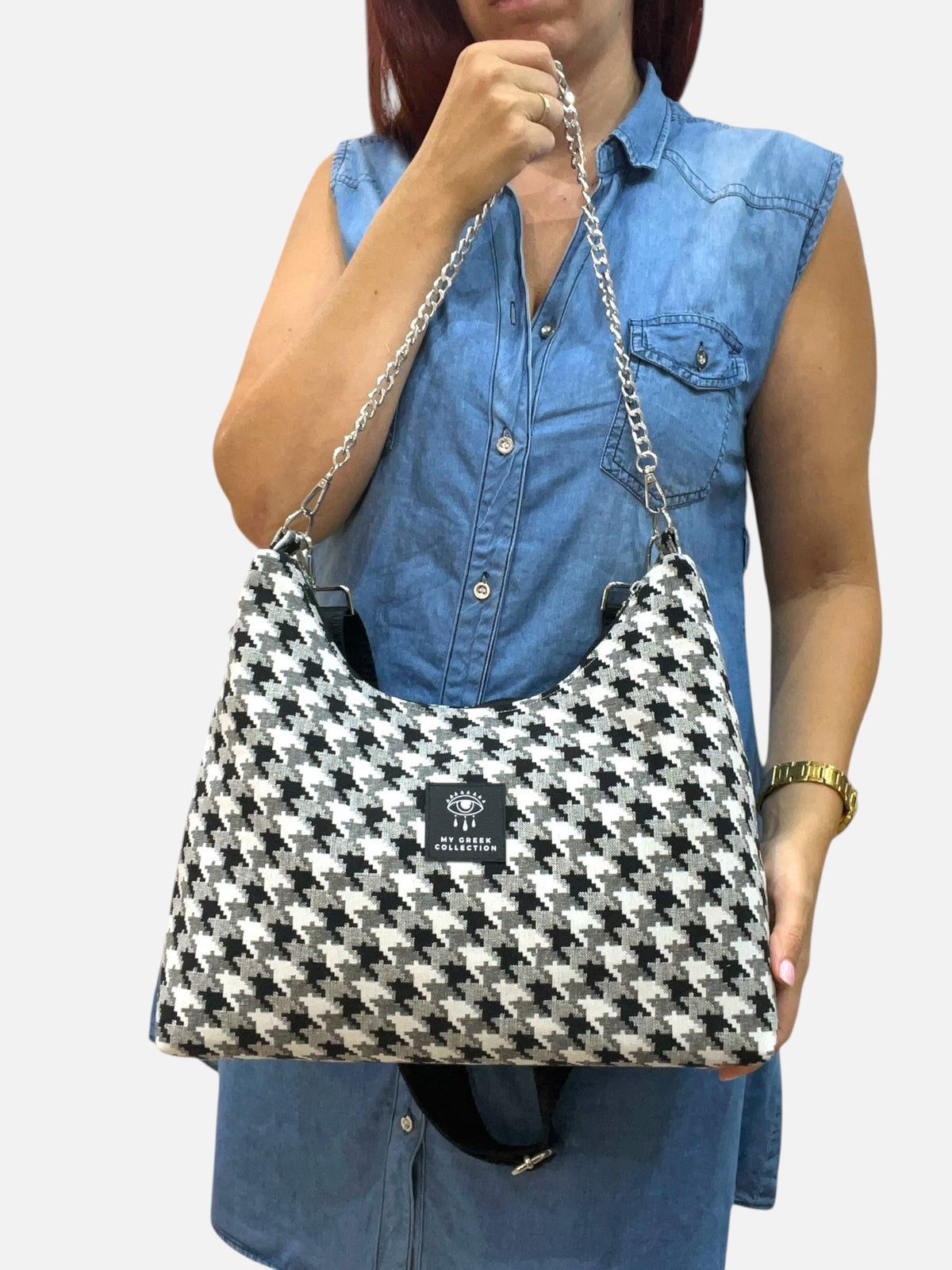 Hecate Large / Pied de poule hobo bag