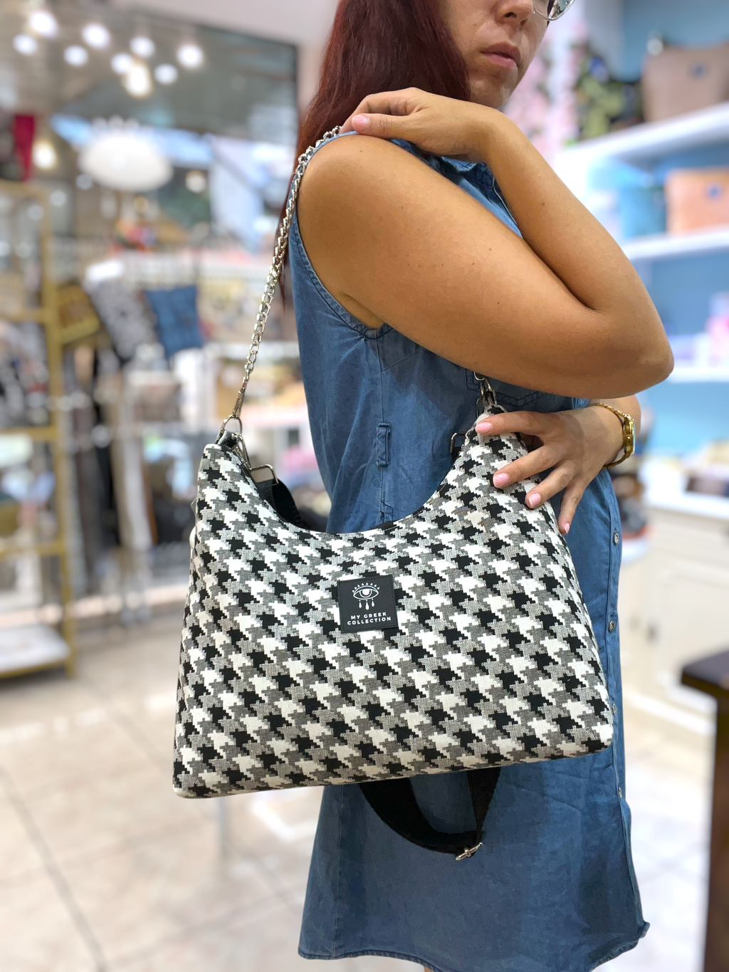 Hecate Large / Pied de poule hobo bag