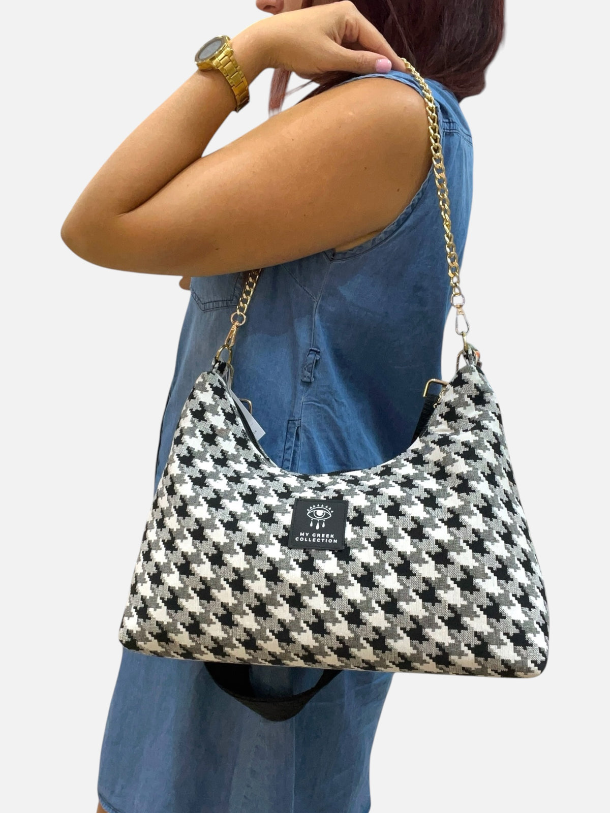 Hecate Medium / Pied de poule hobo bag