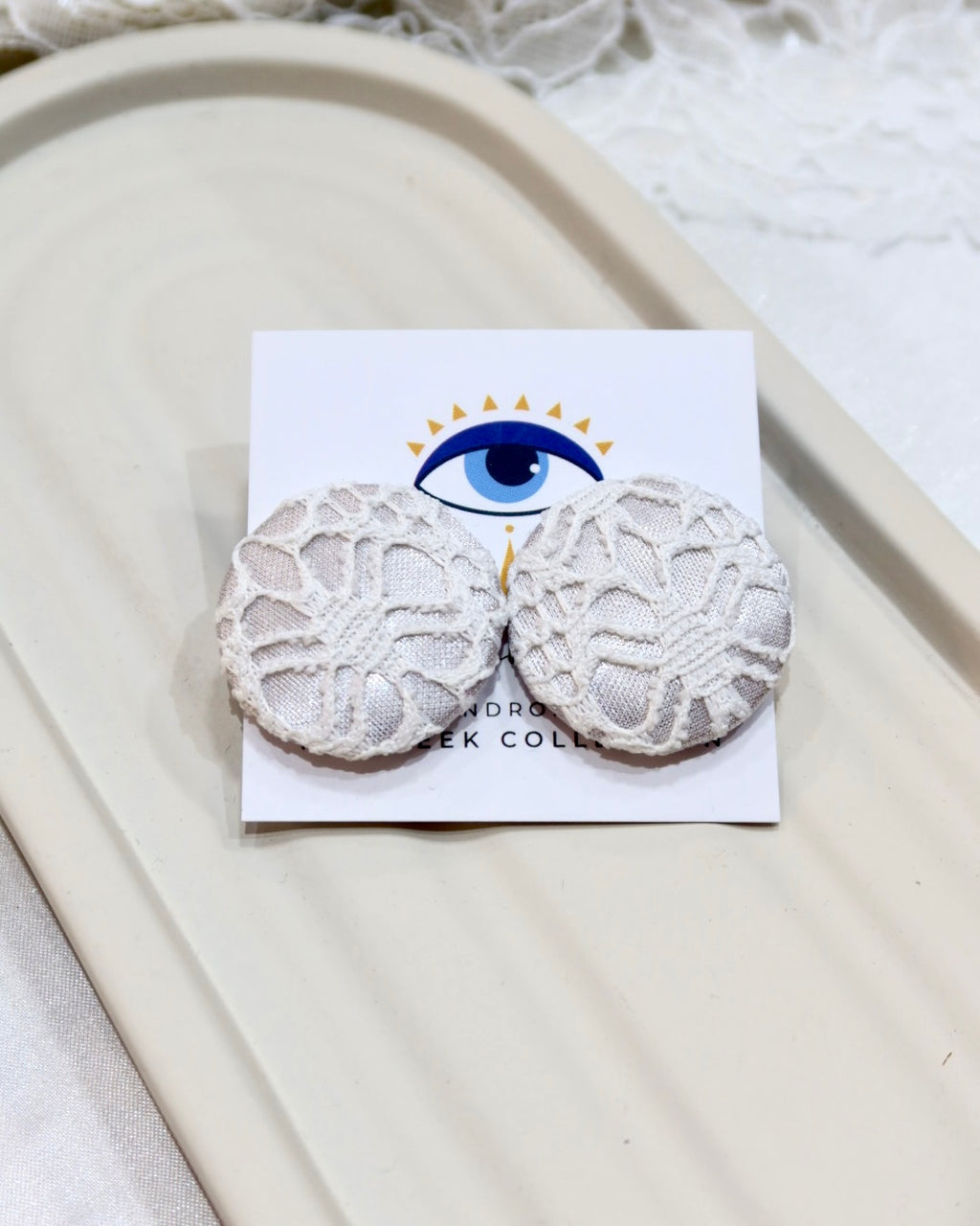 XL Fabric Covered Stud Button Earrings