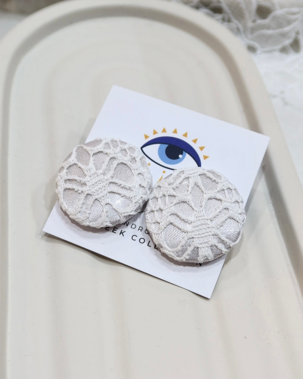 XL Fabric Covered Stud Button Earrings