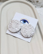 XL Fabric Covered Stud Button Earrings