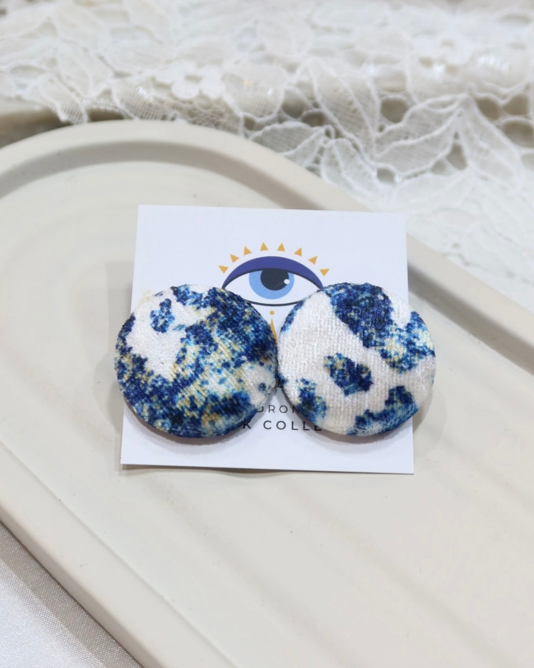 XL Fabric Covered Stud Button Earrings