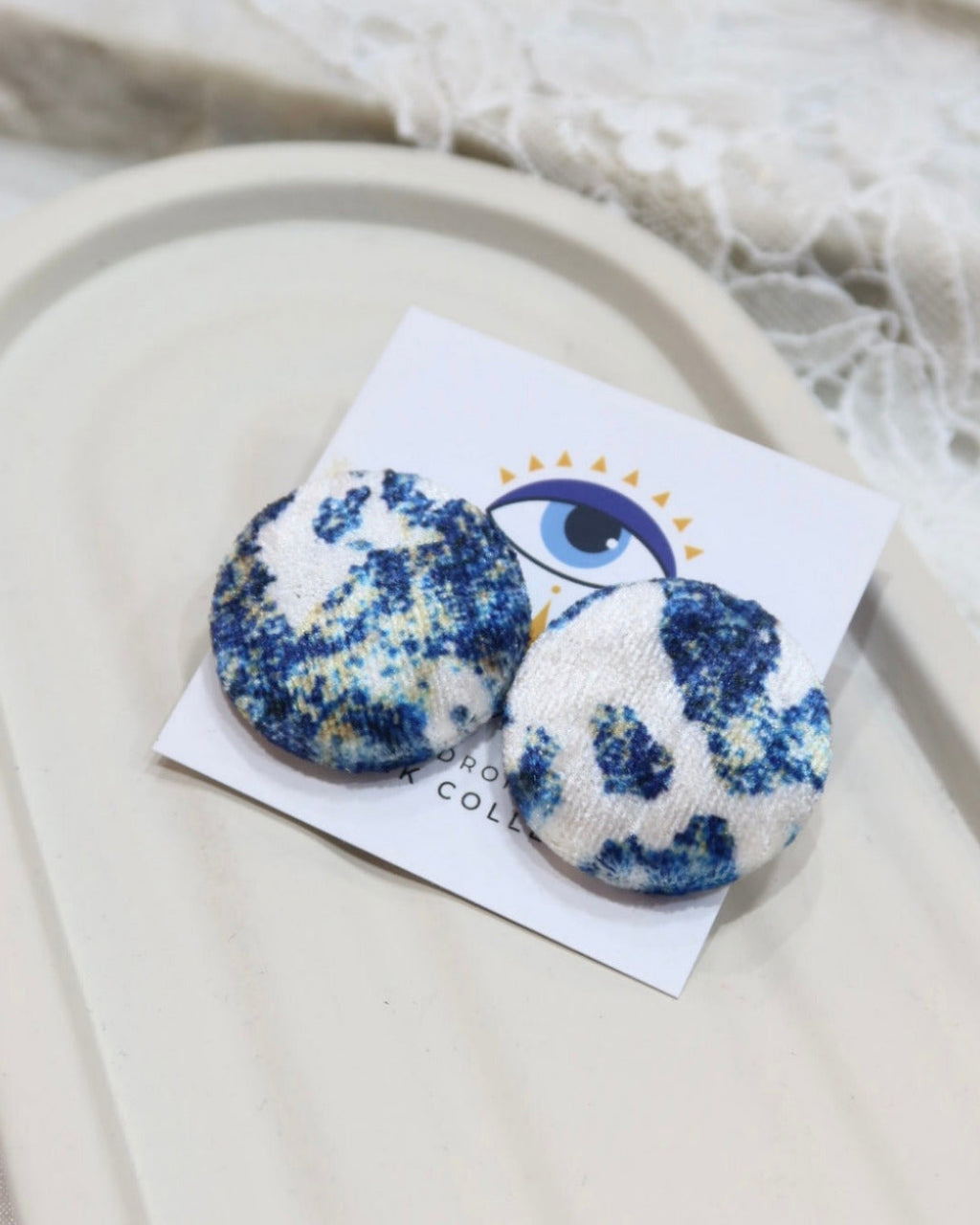 XL Fabric Covered Stud Button Earrings
