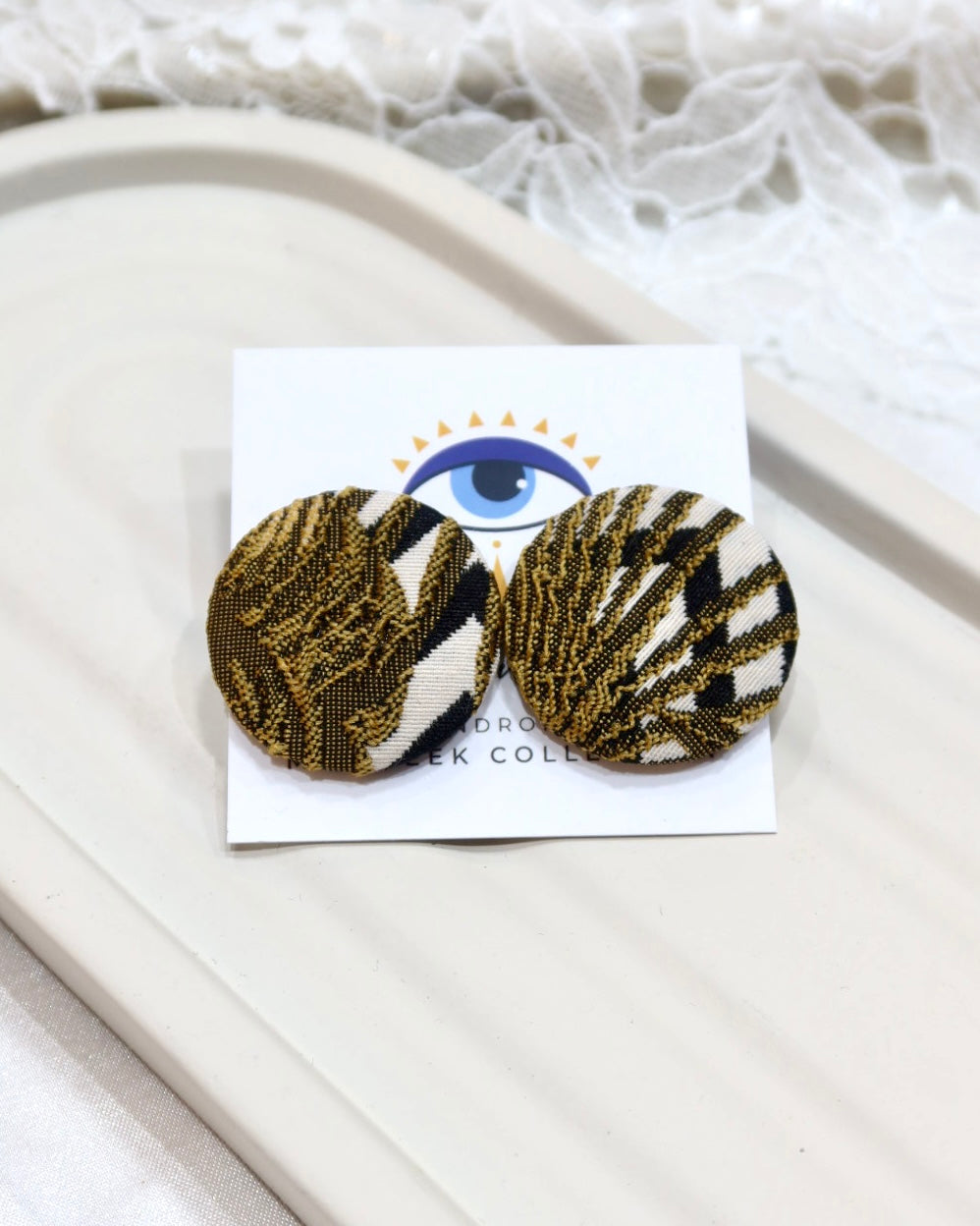 XL Fabric Covered Stud Button Earrings