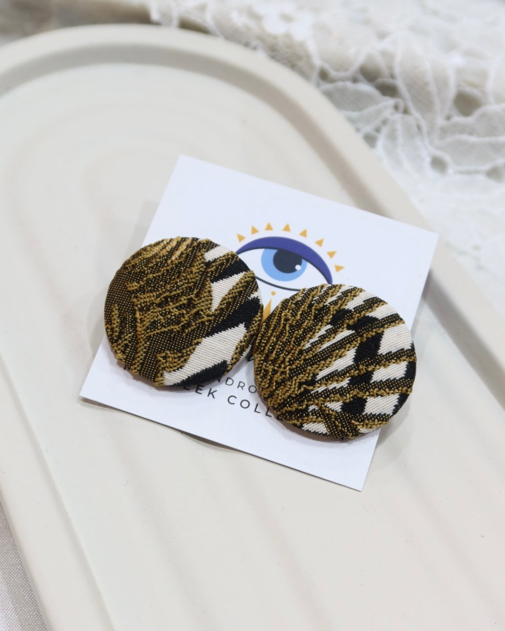 XL Fabric Covered Stud Button Earrings