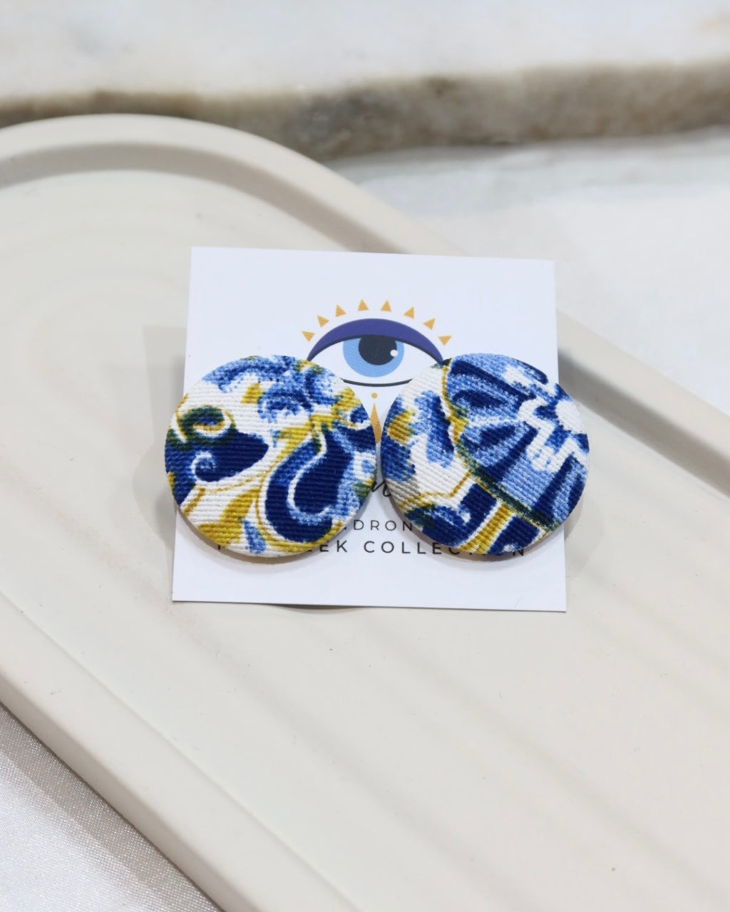XL Fabric Covered Stud Button Earrings