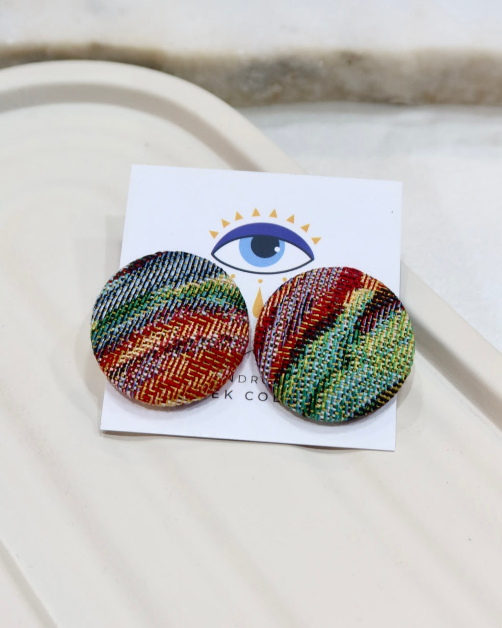 XL Fabric Covered Stud Button Earrings