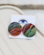 XL Fabric Covered Stud Button Earrings
