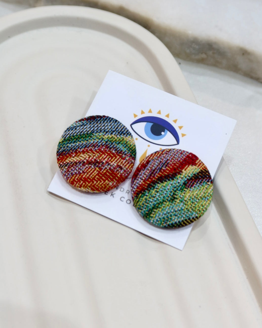 XL Fabric Covered Stud Button Earrings