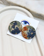 XL Fabric Covered Stud Button Earrings