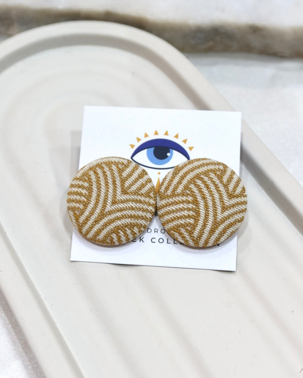 XL Fabric Covered Stud Button Earrings