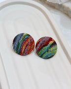 XL Fabric Covered Stud Button Earrings