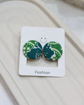 Large Fabric Covered Stud Button Earrings