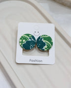 Large Fabric Covered Stud Button Earrings