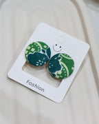 Large Fabric Covered Stud Button Earrings