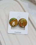 Large Fabric Covered Stud Button Earrings