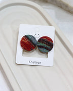 Large Fabric Covered Stud Button Earrings