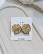 Large Fabric Covered Stud Button Earrings