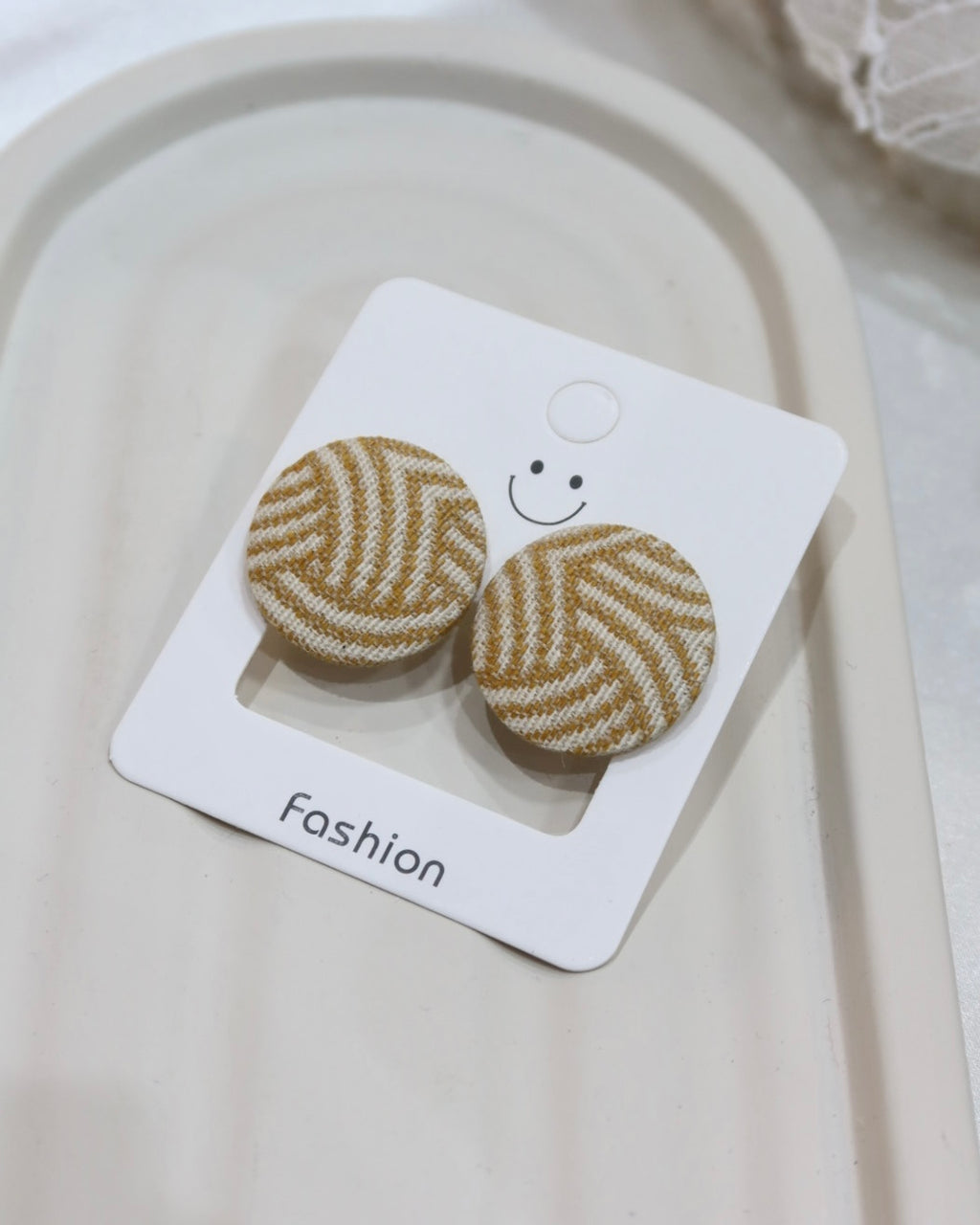 Large Fabric Covered Stud Button Earrings