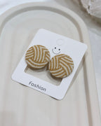 Large Fabric Covered Stud Button Earrings