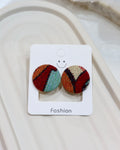 Large Fabric Covered Stud Button Earrings
