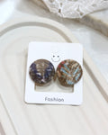 Large Fabric Covered Stud Button Earrings
