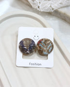 Large Fabric Covered Stud Button Earrings