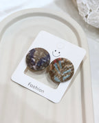 Large Fabric Covered Stud Button Earrings