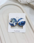 Large Fabric Covered Stud Button Earrings