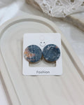 Large Fabric Covered Stud Button Earrings