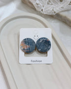 Large Fabric Covered Stud Button Earrings