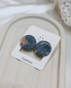 Large Fabric Covered Stud Button Earrings