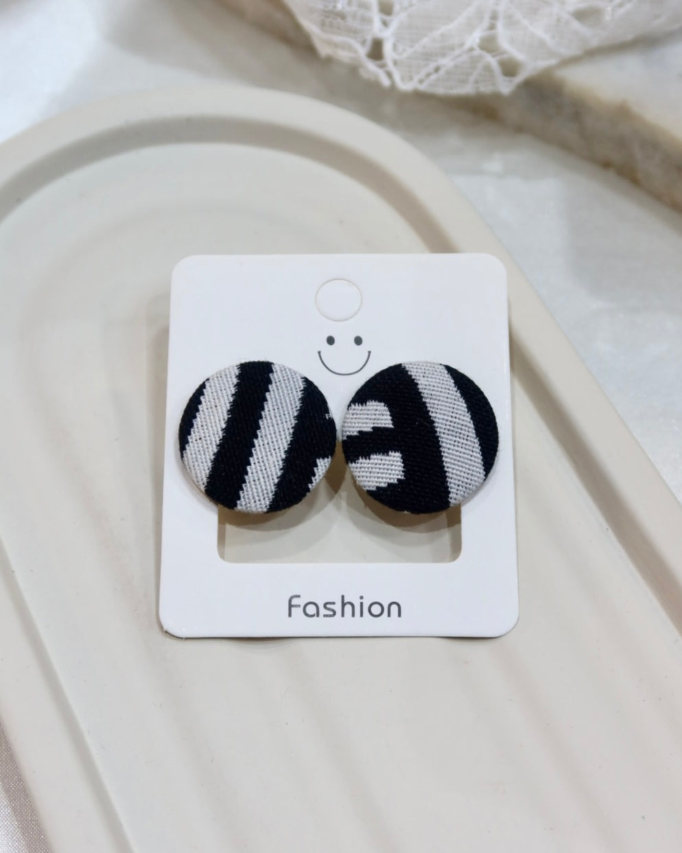 Large Fabric Covered Stud Button Earrings