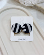 Large Fabric Covered Stud Button Earrings