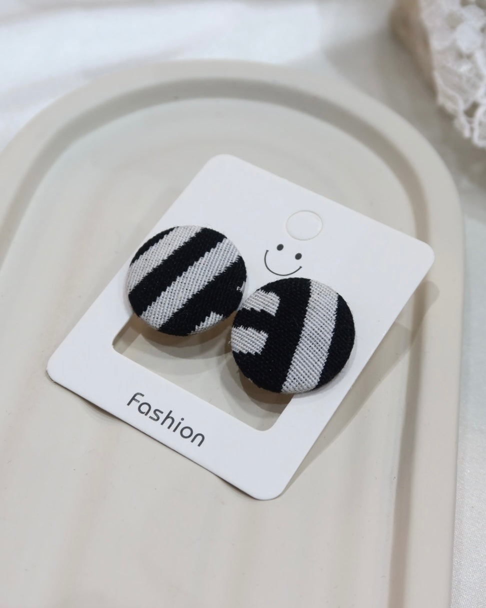 Large Fabric Covered Stud Button Earrings
