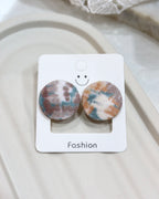Large Fabric Covered Stud Button Earrings