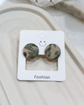 Medium Fabric Covered Stud Button Earrings